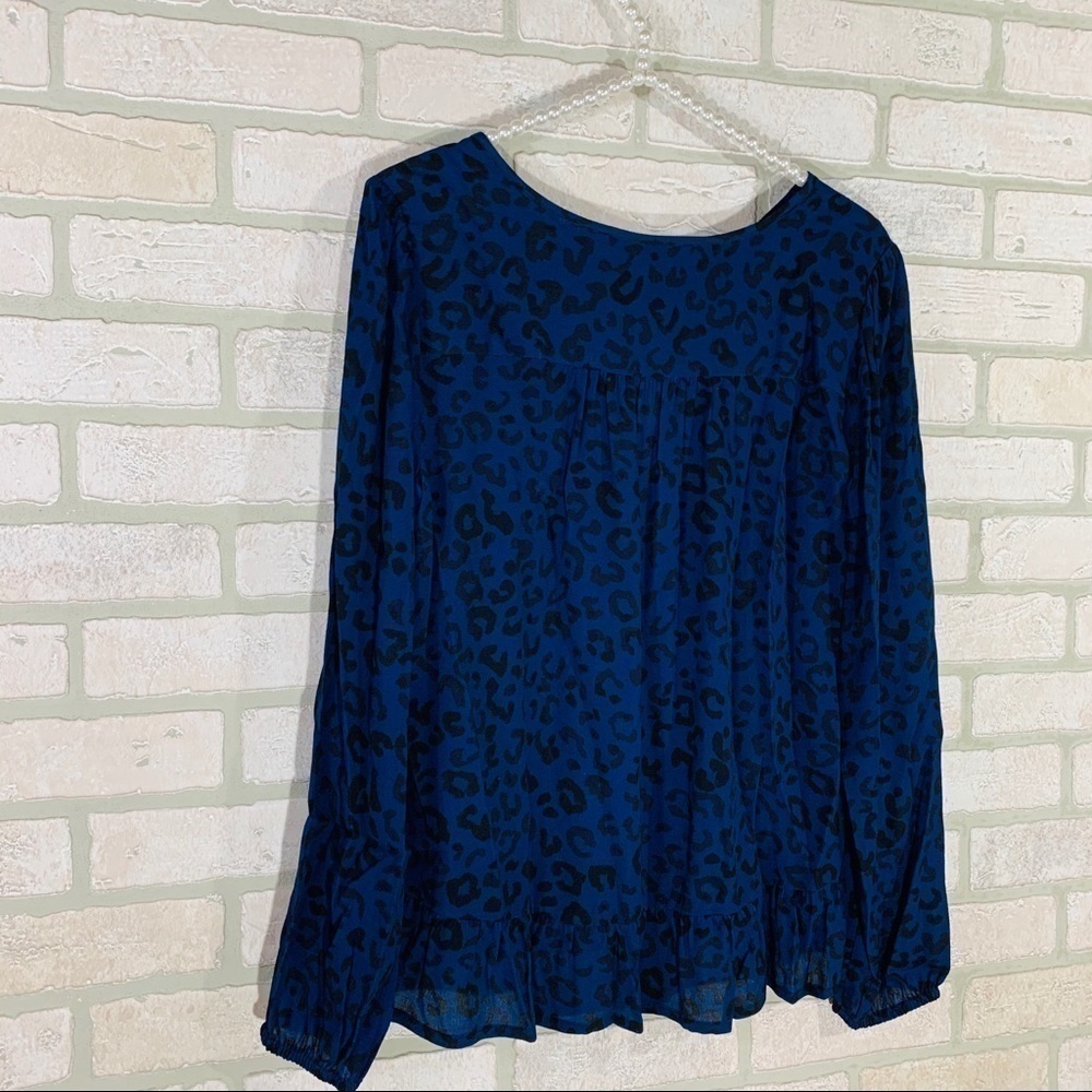 Loft Leopard Print Ruffle Hem Tie Neck… - image 10